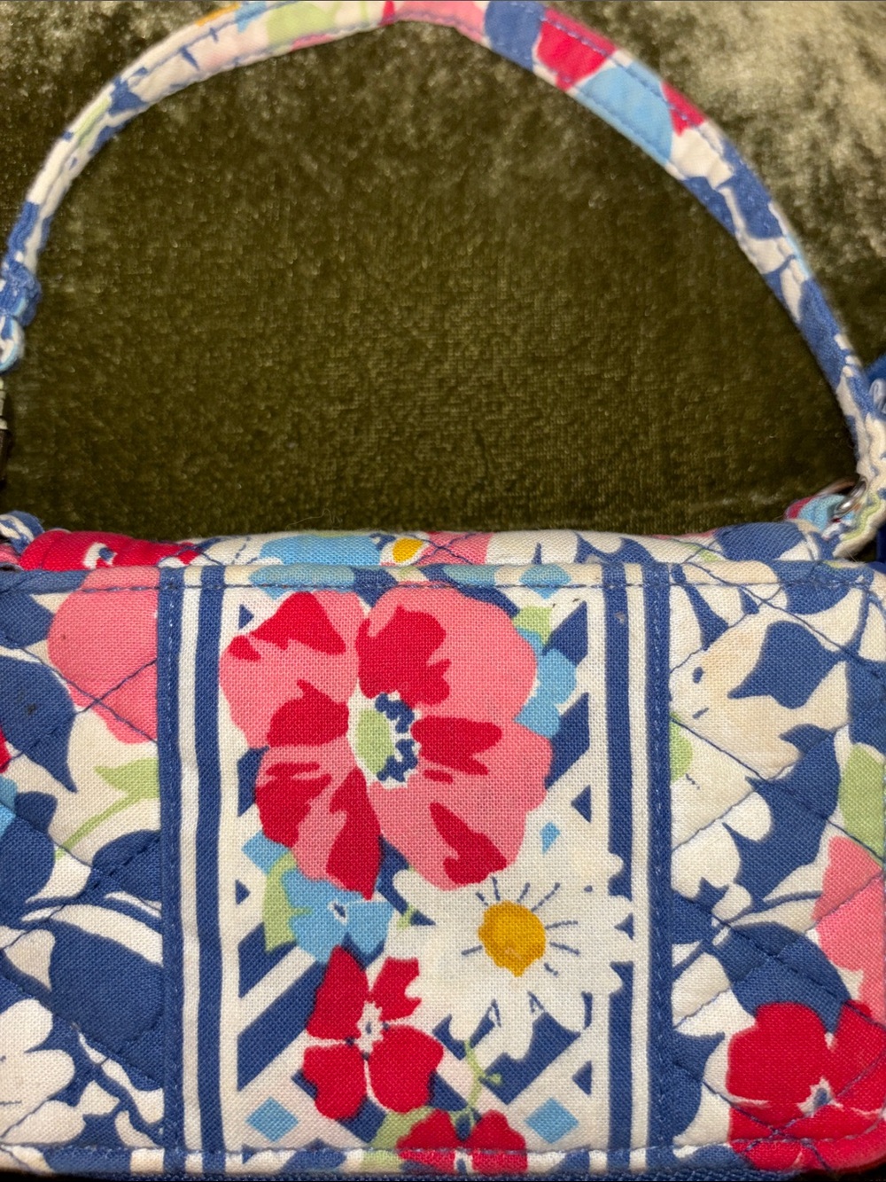 Vera Bradley Quilted Floral Wristlet Wallet Bag in Blue/Pink in Summer Cottage